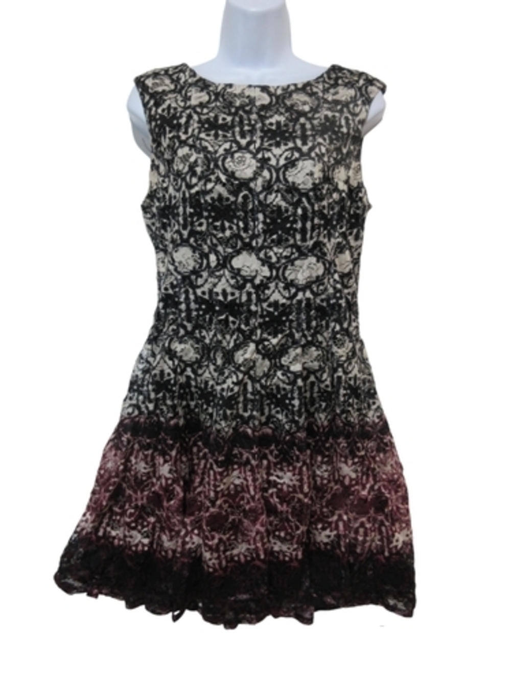 Black and Mauve Sleeveless Lace Ombré Midi Dress NWT